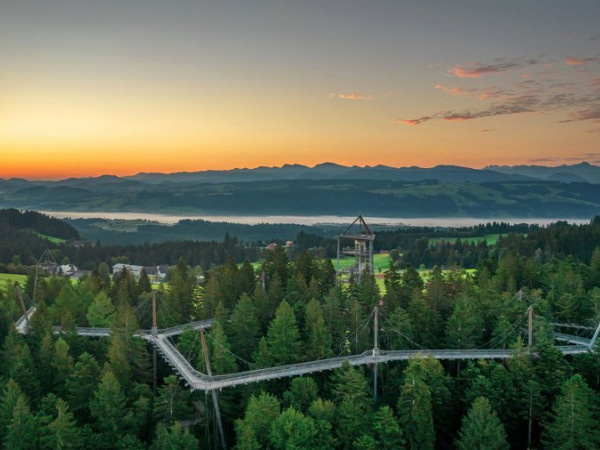 Abendstimmung in der Waldwelt Allgäu. Foto: © djd/Waldwelt Allgäu/Jonas de Rosso