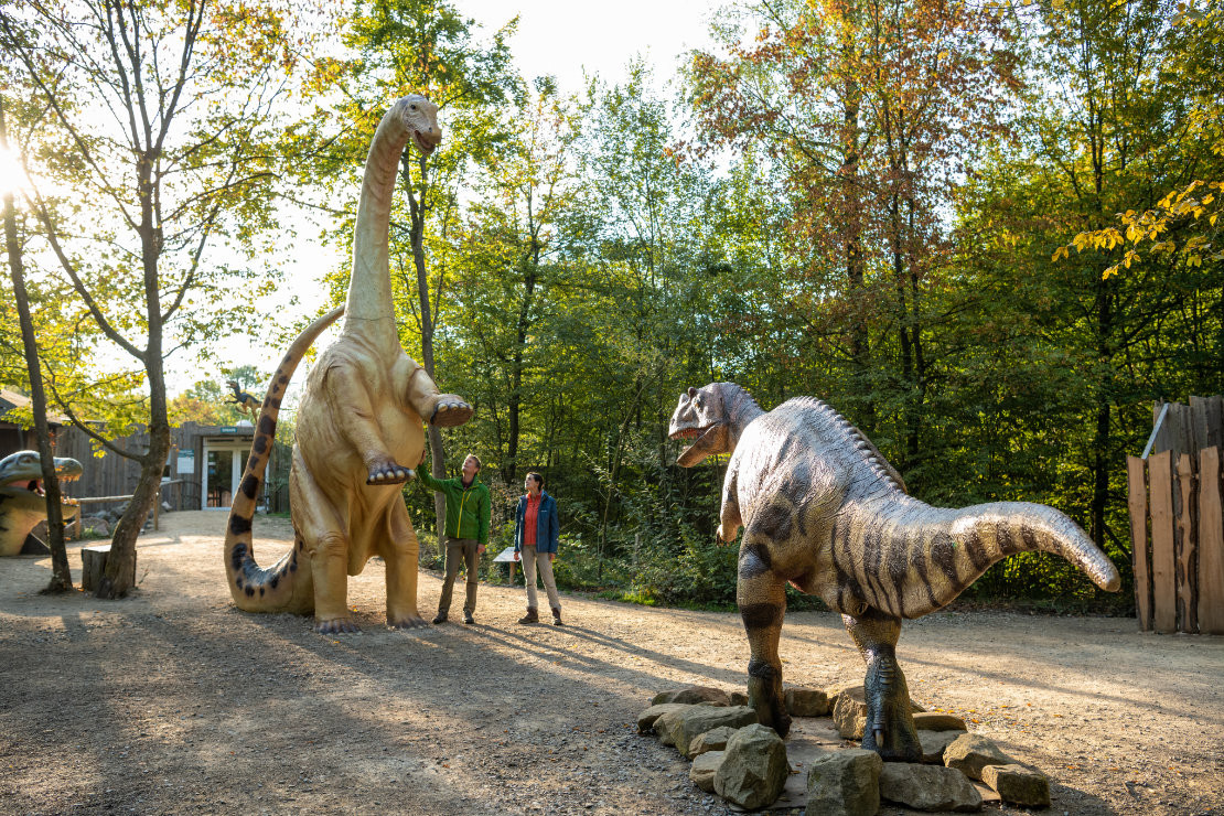 Dinosaurierpark Teufelsschlucht - Vom Leben der riesigen Urzeitechsen, die einst nachweislich in der Region lebten, erzählt der nach Reisen für Alle zertifizierte Dinosaurierpark Teufelsschlucht in Ernzen besonders anschaulich. - © Eifel Tourismus GmbH I Dominik Ketz