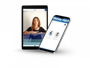 Übersetzung per Tablet mit jeweiliger App für Gehörlose und Menschen mit Hörbehinderung | © Handy Signs S.r.l